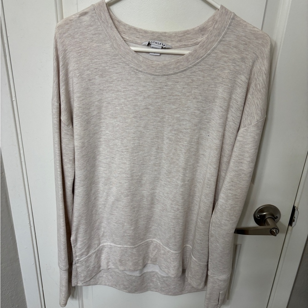 Athleta Cream Crew Neck Sweater Lightweight Knit